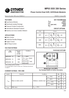 MP03XXX330-12 Datasheet PDF Dynex Semiconductor