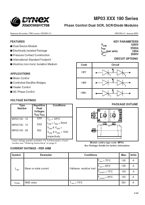 MP03/190 Datasheet PDF Dynex Semiconductor