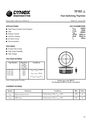TF70722L Datasheet PDF Dynex Semiconductor