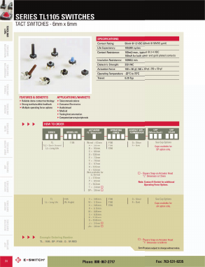 TL1105SPF160Q Datasheet PDF E-SWITCH