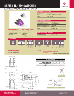 TL1250F180BQNBLK Datasheet PDF E-SWITCH