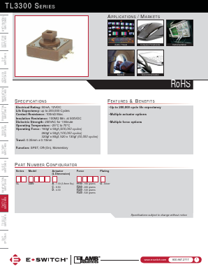 TL3300CF520Q Datasheet PDF E-SWITCH