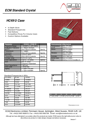 HC49/U Datasheet PDF ECM Electronics Limited.
