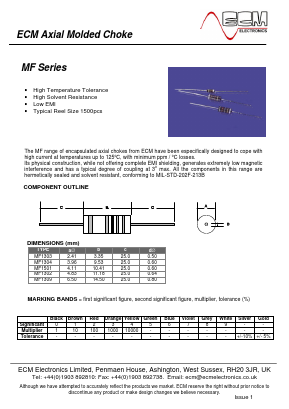 MF1303T-271 Datasheet PDF ECM Electronics Limited.