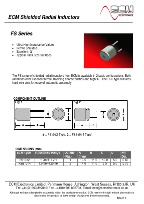 FS1012-123 Datasheet PDF ECM Electronics Limited.
