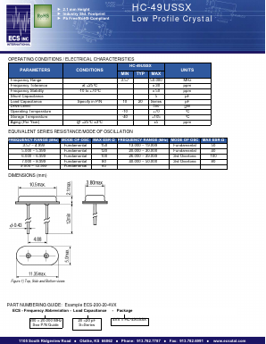 ECS-200-20-4V Datasheet PDF ECS, Inc.