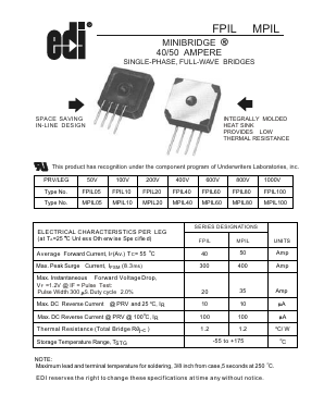 FPIL05 Datasheet PDF Electronic devices inc.