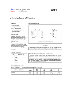 BLF248 Datasheet PDF eleflow technologies co., ltd.