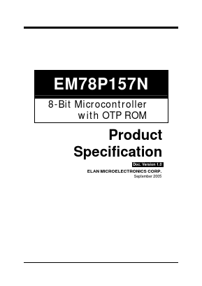 EM78P157NBP Datasheet PDF ELAN Microelectronics