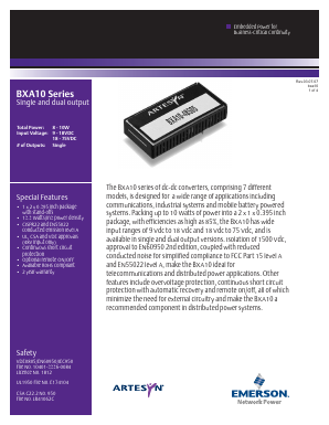 BXA10-48D12J Datasheet PDF Emerson Network Power