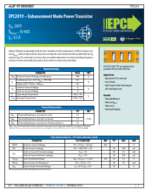 EPC2019 Datasheet PDF Espros Photonics corp