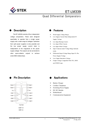LM339JI Datasheet PDF Estek Electronics Co. Ltd