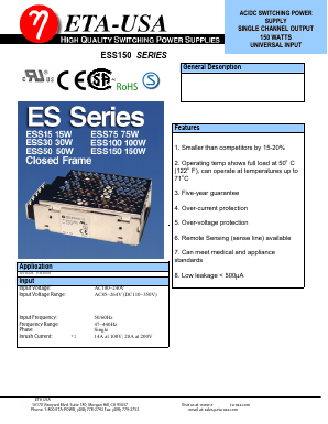 ESS150 Datasheet PDF ETA-USA