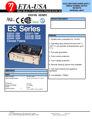 ESS100 Datasheet PDF ETA-USA
