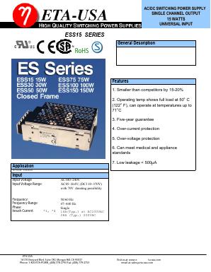 ESS15-05 Datasheet PDF ETA-USA