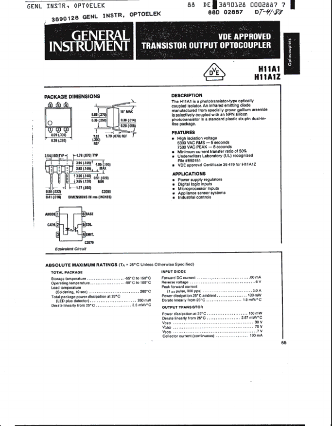 H11A1 Datasheet PDF ETC1