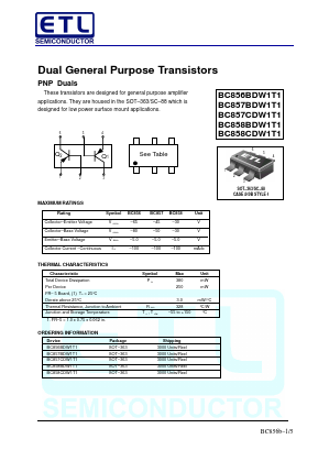 BC857BDW1T1 Datasheet PDF E-Tech Electronics LTD