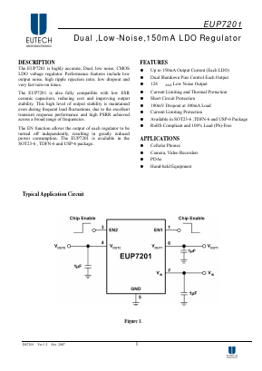 EUP7201-1.8VIR1 Datasheet PDF Eutech Microelectronics Inc