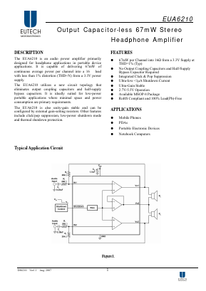 EUA6210 Datasheet PDF Eutech Microelectronics Inc