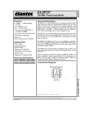 EL2072CS Datasheet PDF Elantec -> Intersil
