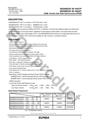 M2S56D40AKP-60 Datasheet PDF Elpida Memory, Inc