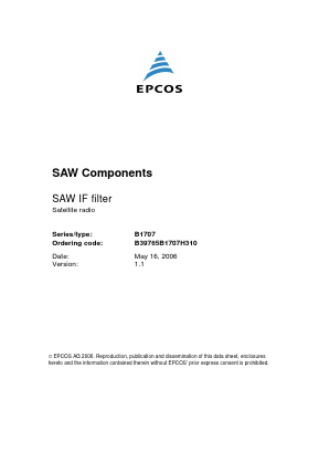 B1707 Datasheet PDF EPCOS AG
