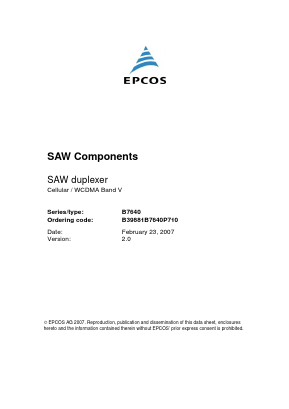 B39881B7640P710 Datasheet PDF EPCOS AG