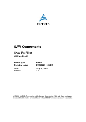 B9412 Datasheet PDF EPCOS AG