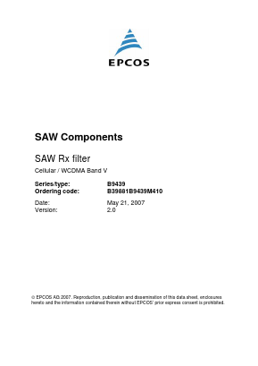 B39881B9439M410 Datasheet PDF EPCOS AG
