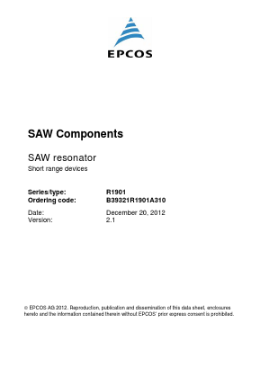 B39321R1901A310 Datasheet PDF EPCOS AG