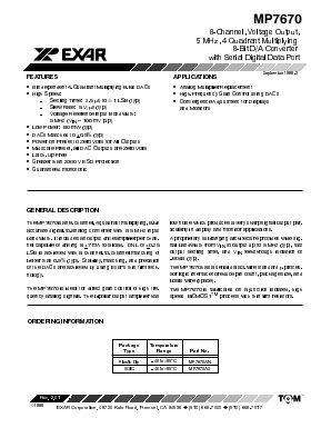 MP7670AN Datasheet PDF Exar Corporation