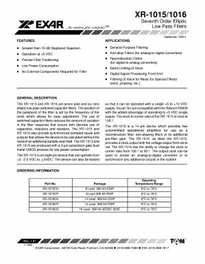 XR1016 Datasheet PDF Exar Corporation