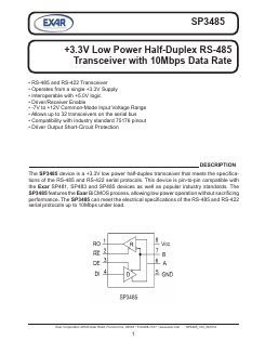 SP3485 Datasheet PDF Exar Corporation