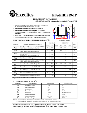 EIA1819-1P Datasheet PDF Excelics Semiconductor, Inc.