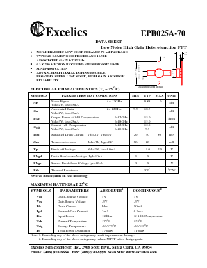 EPB025A-70 Datasheet PDF Excelics Semiconductor, Inc.