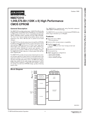 NM27C010V70 Datasheet PDF Fairchild Semiconductor