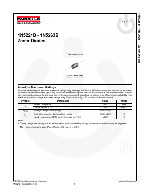 1N5221B_T50R Datasheet PDF Fairchild Semiconductor