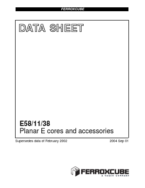E58/11/38-3F3 Datasheet PDF Ferroxcube International Holding B.V.