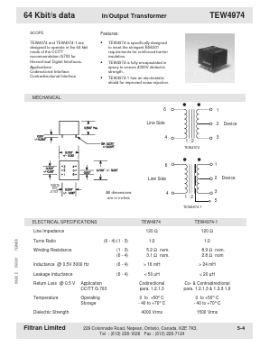 TEW4974-1 Datasheet PDF Filtran LTD