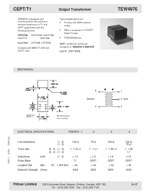 TEW4976-1 Datasheet PDF Filtran LTD