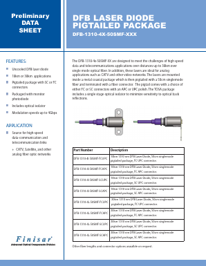 DFB-1310-4L-50SMF-FCUPC Datasheet PDF Finisar Corporation.