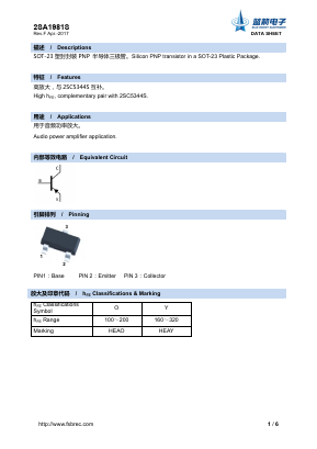 A1981S Datasheet PDF Foshan Blue Rocket Electronics Co.,Ltd.