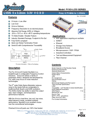 FVXO-LC53BR Datasheet PDF Fox Electronics