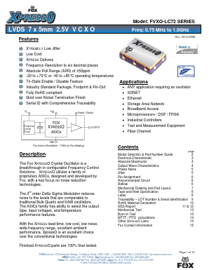 FVXO-LC72B Datasheet PDF Fox Electronics
