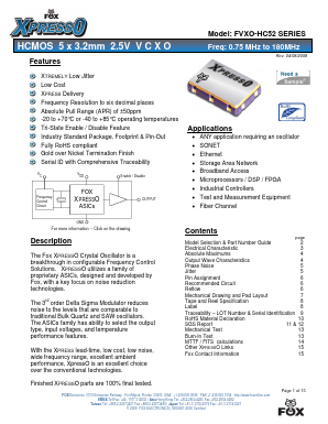 FVXO-HC52 Datasheet PDF Fox Electronics