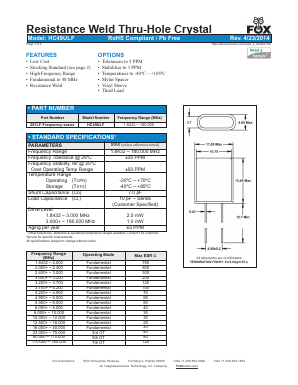 FOXLF018S Datasheet PDF Fox Electronics