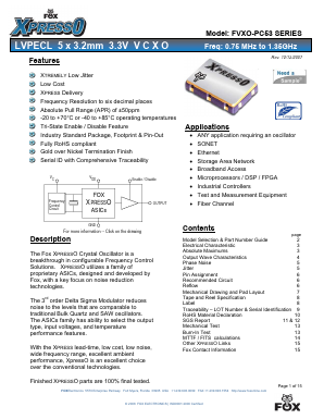 FVXO-PC53BR Datasheet PDF Fox Electronics