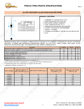 FR207G Datasheet PDF Frontier Electronics.