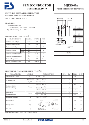 MJE13003A Datasheet PDF First Silicon Co., Ltd