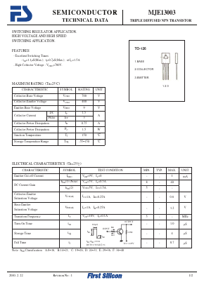 MJE13003 Datasheet PDF First Silicon Co., Ltd